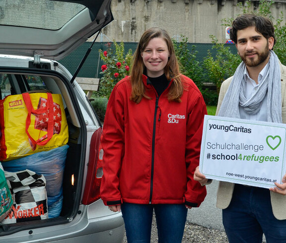 Teilnehmer der youngCaritas Schulchallenge aus dem Isalmunterreicht der HAK und HTL St. Pölten