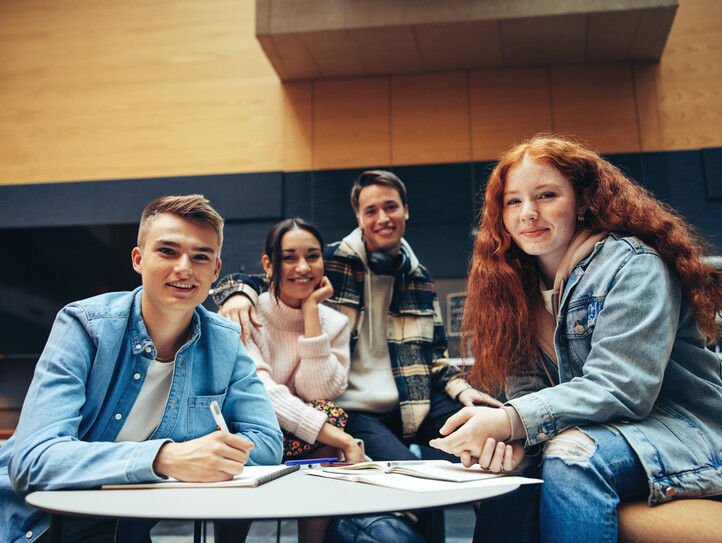 Students doing group studies in high school